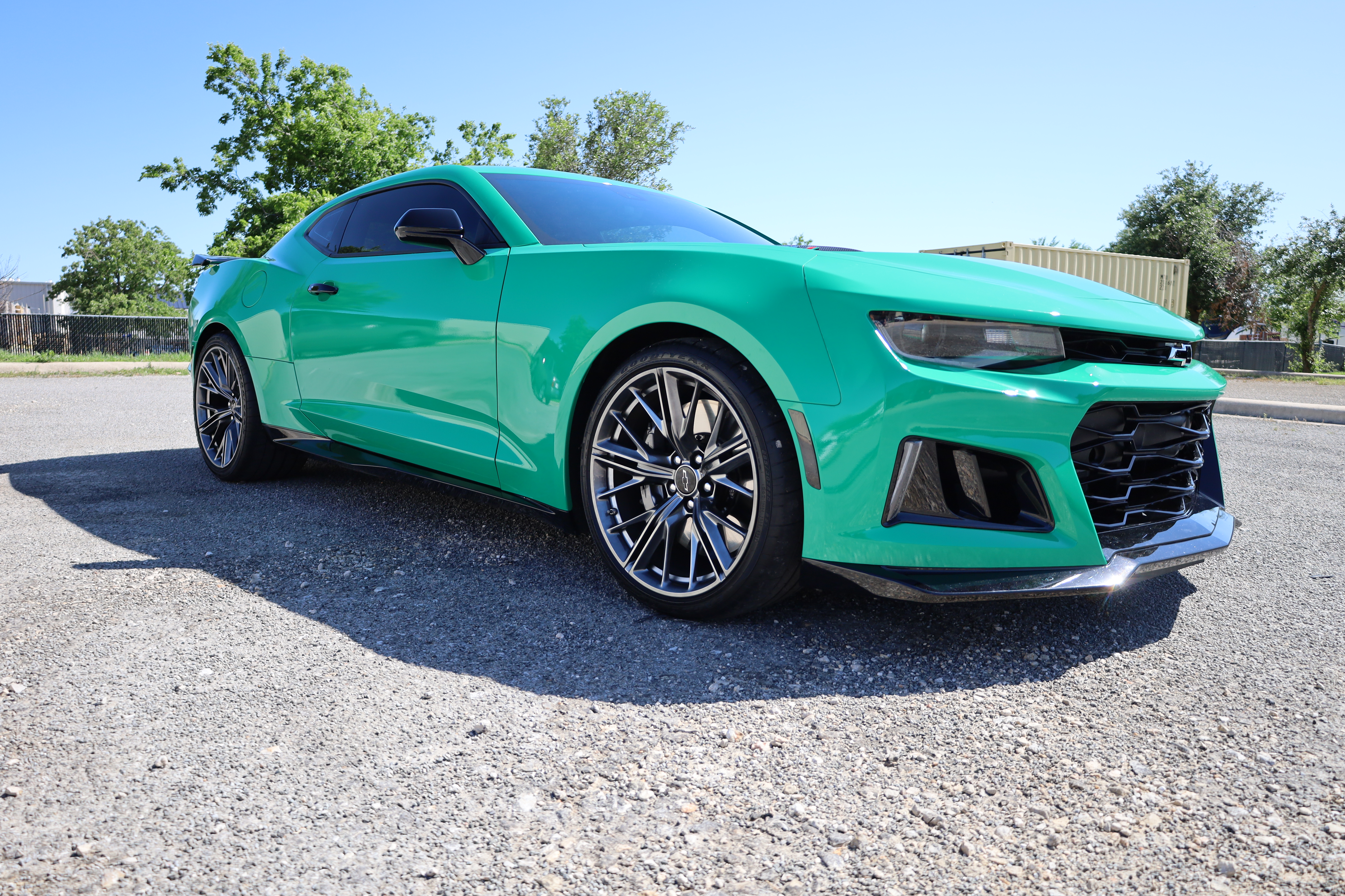 Gloss bright green wrap on a chevy Camaro 